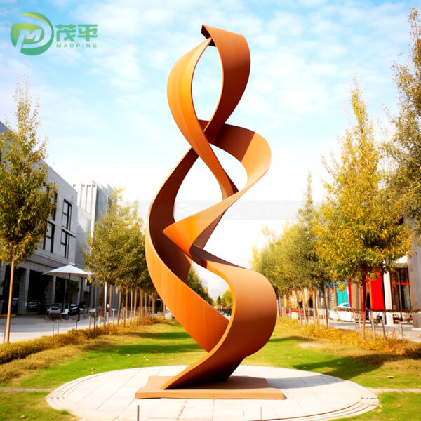 Outdoor Abstract Corten Steel Sculpture