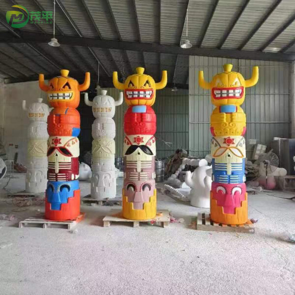 Painted Pillar Fiberglass Sculpture - Image 2