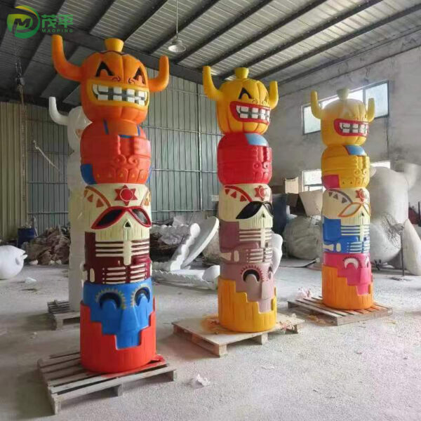 Painted Pillar Fiberglass Sculpture - Image 3