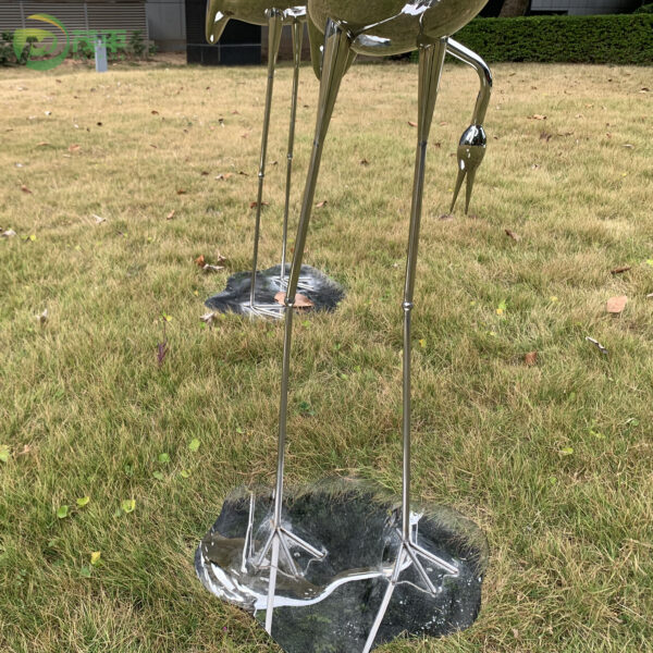 Set Of Three Cranes Stainless Steel Sculptures - Image 5