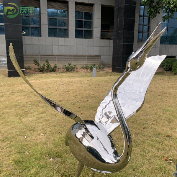 Set Of Three Cranes Stainless Steel Sculptures - Image 4