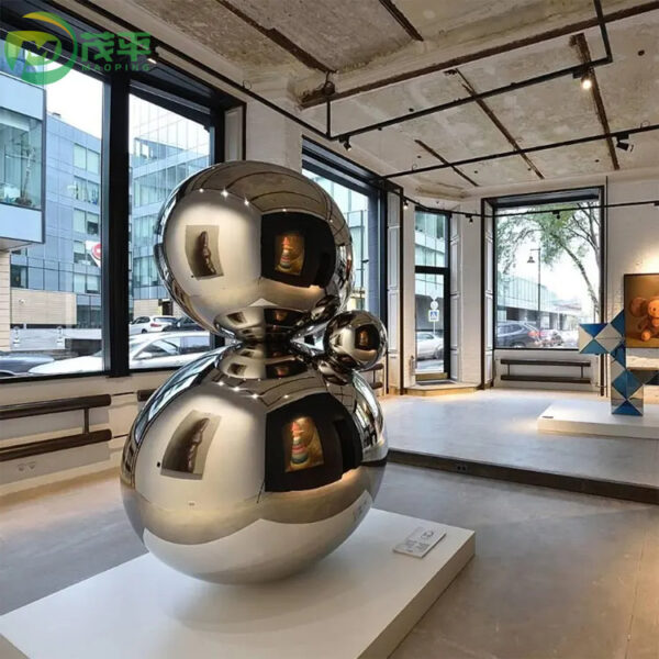 Sphere Snow Ball Stainless Steel Sculpture - Image 2