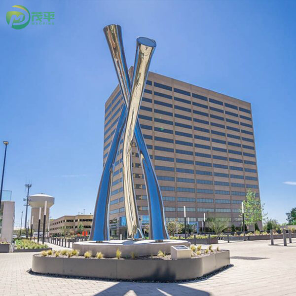 Square Modern Stainless Steel Sculpture - Image 2