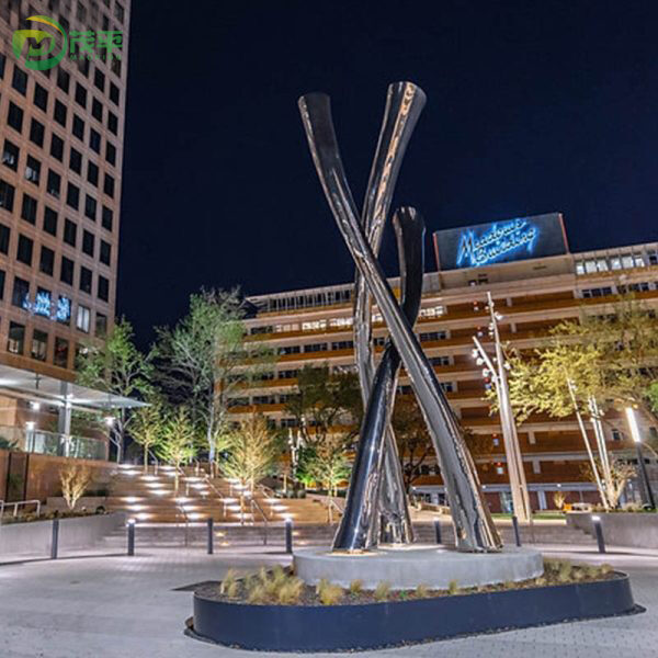 Square Modern Stainless Steel Sculpture - Image 4