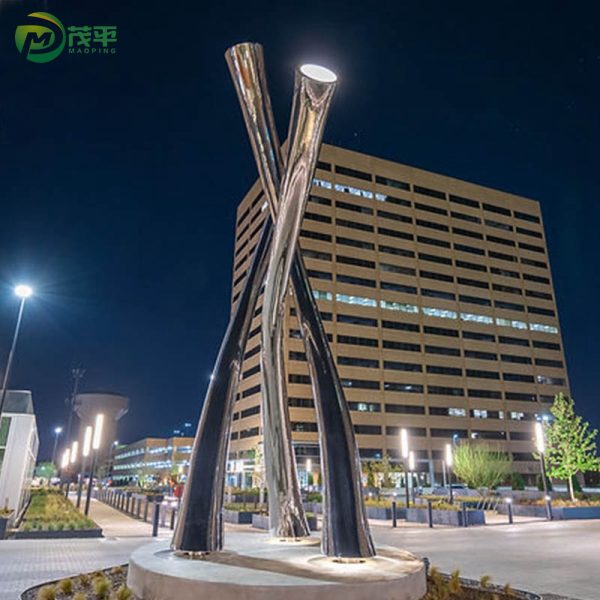 Square Modern Stainless Steel Sculpture - Image 3