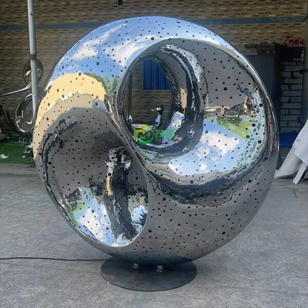 Stainless Steel Hollow Luminous Circular Sculpture