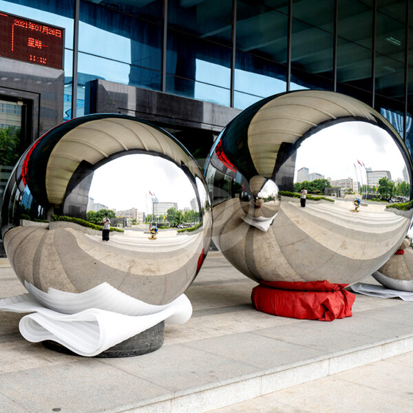 Mirror Stainless Steel Hollow Sphere Large Ball - Image 2