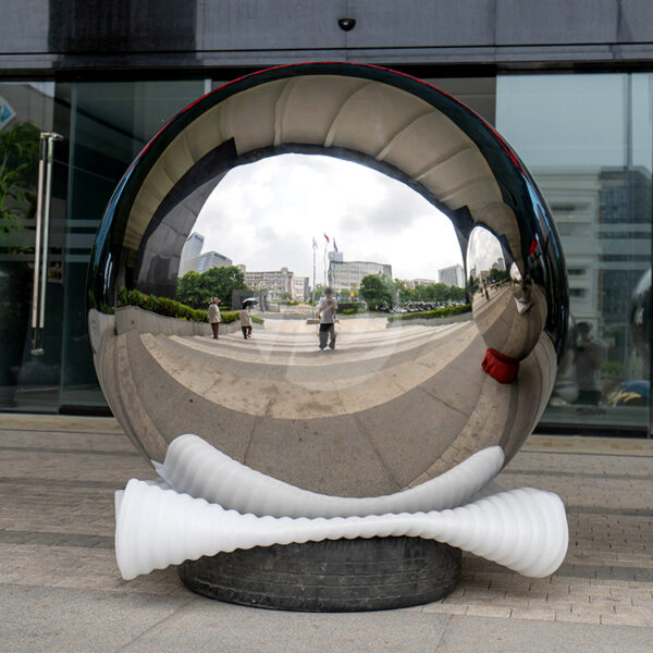 Mirror Stainless Steel Hollow Sphere Large Ball - Image 3