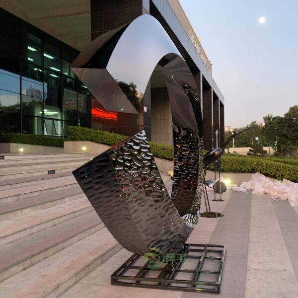C Letter Stainless Steel Sculpture - Image 3