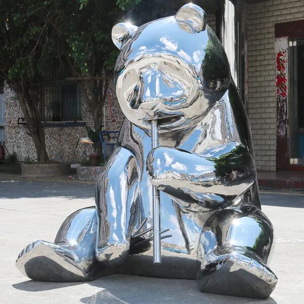 Giant Panda Stainless Steel Sculpture - Image 6