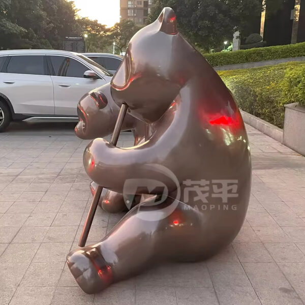 Giant Panda Stainless Steel Sculpture - Image 5