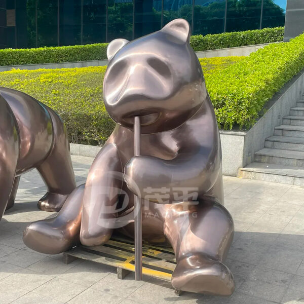 Giant Panda Stainless Steel Sculpture - Image 3
