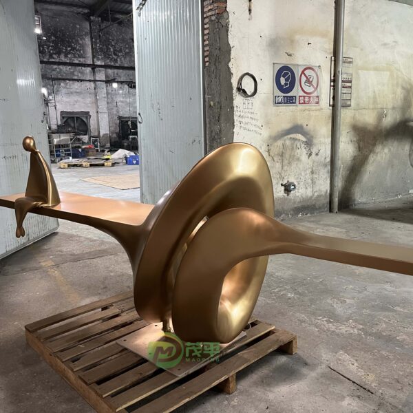Gold Abstract Stainless Steel Sculpture - Image 4