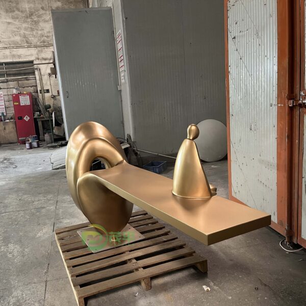 Gold Abstract Stainless Steel Sculpture - Image 3