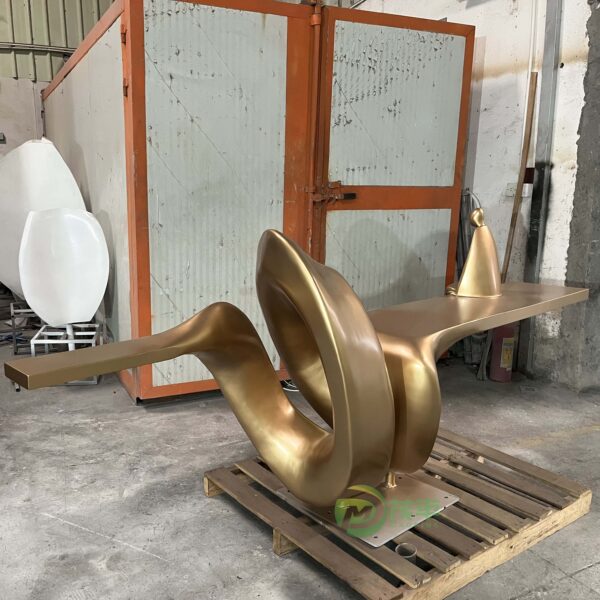 Gold Abstract Stainless Steel Sculpture - Image 2