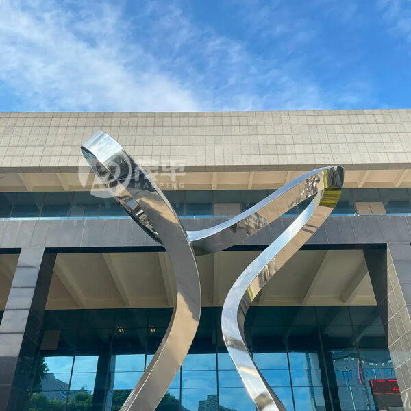 Large Abstract Line Stainless Steel Sculpture - Image 5