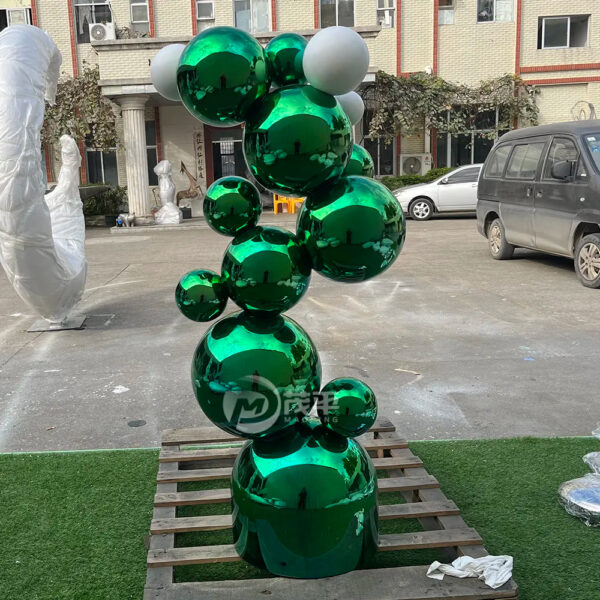 Stainless Steel Green Ball Sculpture
