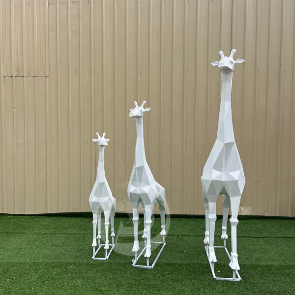 Geometric Giraffe Stainless Steel Sculpture - Image 4