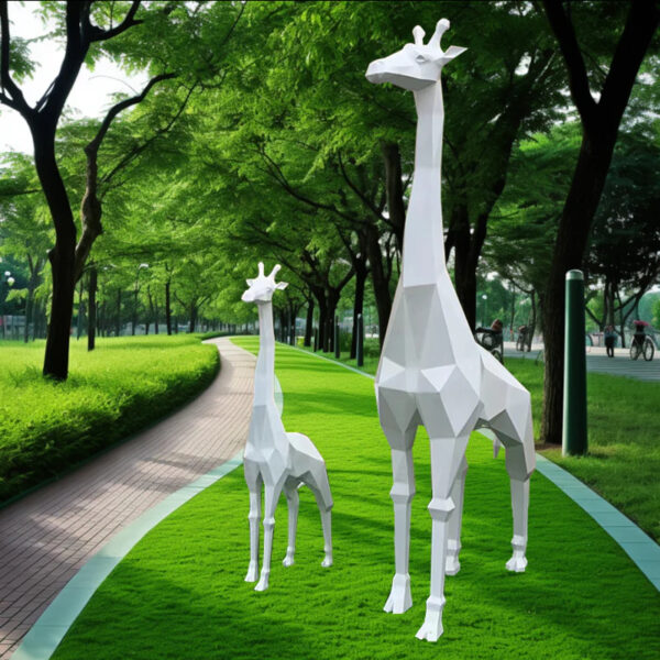Geometric Giraffe Stainless Steel Sculpture