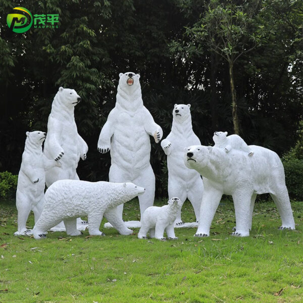 Fiberglass polar bear sculpture