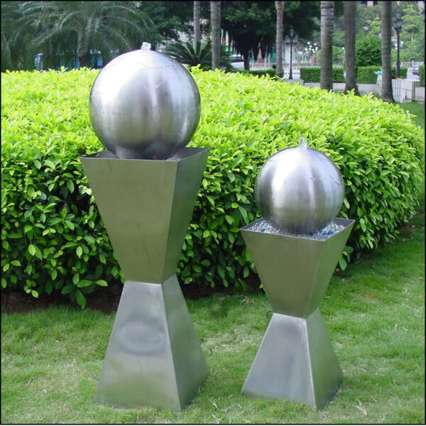Table Fountain Brushed Stainless Steel Sphere - Image 3