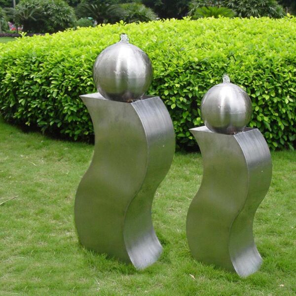 Table Fountain Brushed Stainless Steel Sphere - Image 2