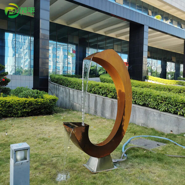 Abstract Fountain Corten Steel Sculpture - Image 2