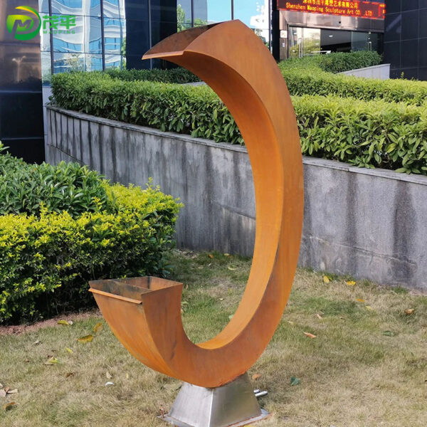 Abstract Fountain Corten Steel Sculpture - Image 3