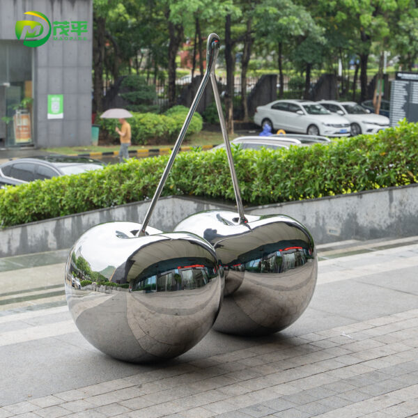 Polished cherry stainless steel sculpture - Image 3
