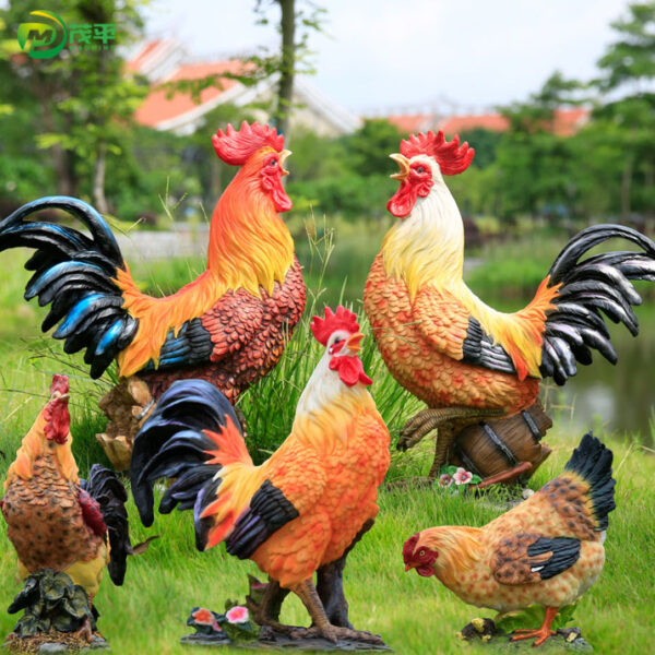 Fiberglass rooster sculpture - Image 3